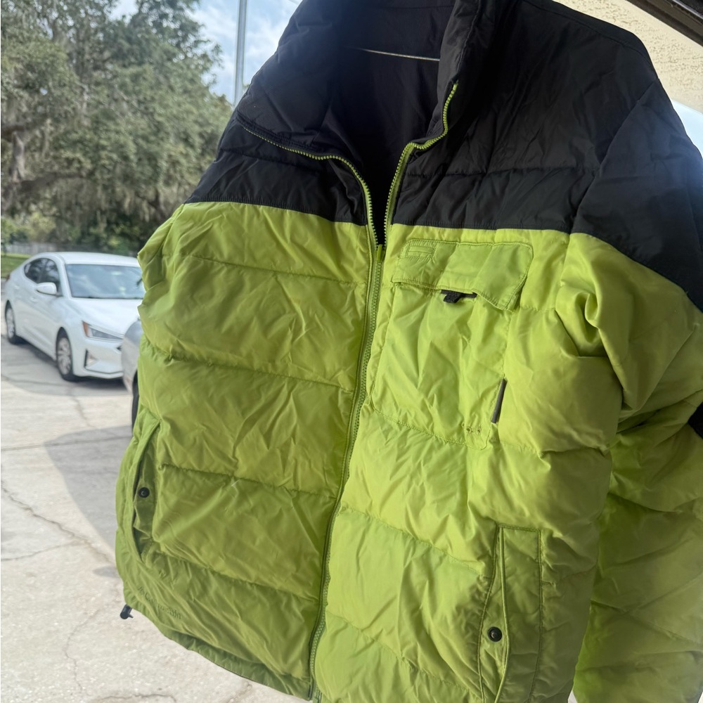 Columbia Navy and Lime Green Puffer Jacket